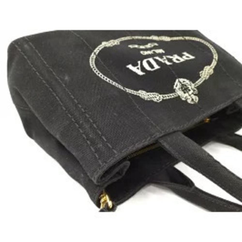PRADA Canapa 2way Tote Hand Handbag Canvas Black - Picture 6 of 9